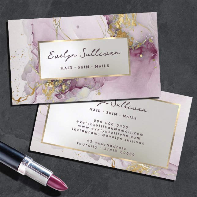 dark mauve ink marble business card (Creator Uploaded)