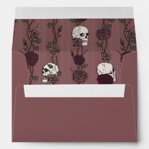 Dark Mauve Pink Skulls and Roses Envelope