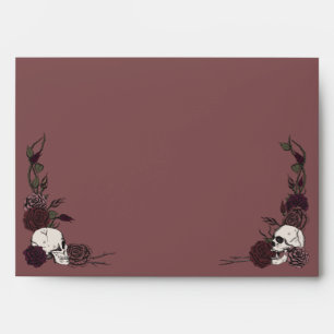 Dark Mauve Skulls and Roses Envelope