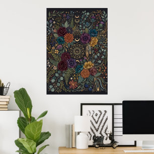 Dark Maximalist Floral Poster