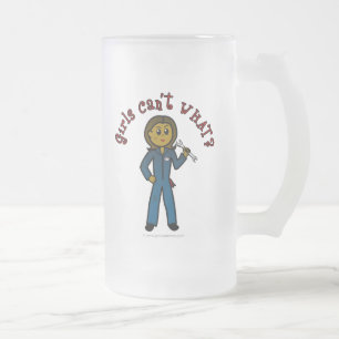 Dark Mechanic Girl Frosted Glass Beer Mug
