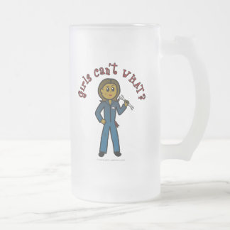 Dark Mechanic Girl Frosted Glass Beer Mug
