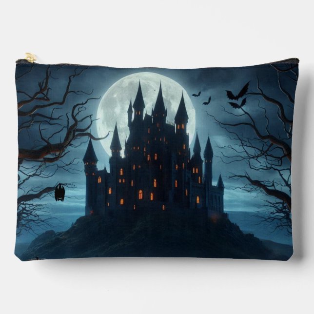 Dark, mediaeval castle, bats accessory pouch (Front)