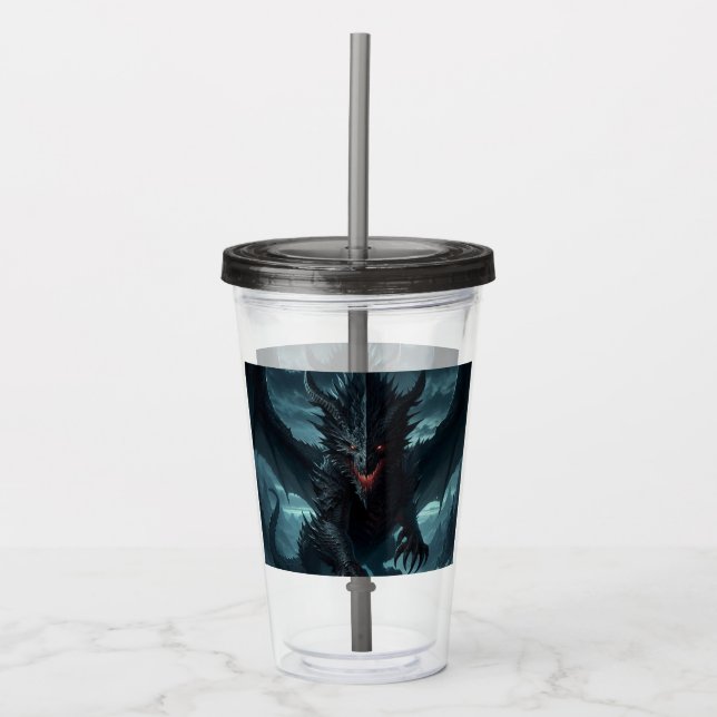 Dark, Mediaeval Dragon  Acrylic Tumbler (Front)