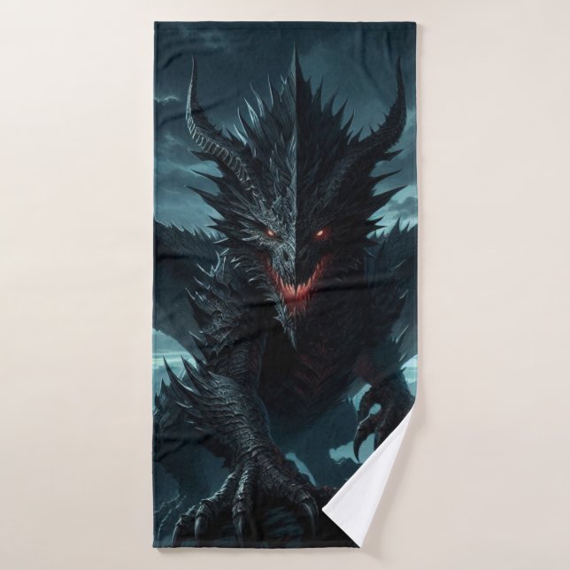Dark, Mediaeval Dragon  Bath Towel (Bath Towel)