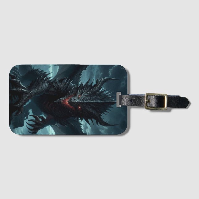 Dark, Mediaeval Dragon  Luggage Tag (Front Horizontal)