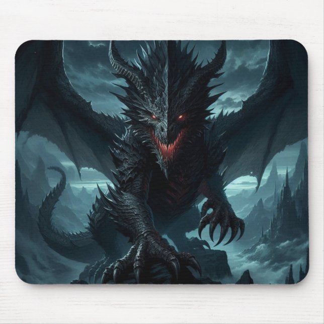 Dark, Mediaeval Dragon  Mouse Mat (Front)