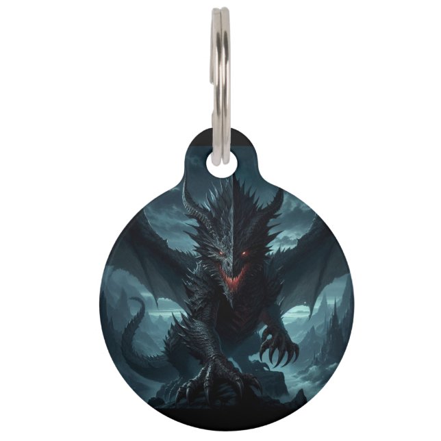 Dark, Mediaeval Dragon  Pet Tag (Front)
