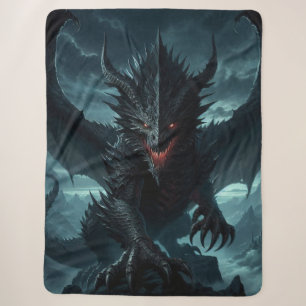 Dark, Mediaeval Dragon Sherpa Blanket
