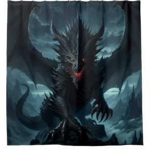 Dark, Mediaeval Dragon Shower Curtain