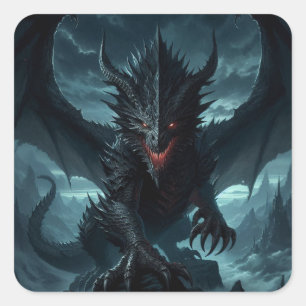 Dark, Mediaeval Dragon  Square Sticker