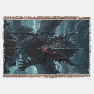 Dark, Mediaeval Dragon Throw Blanket