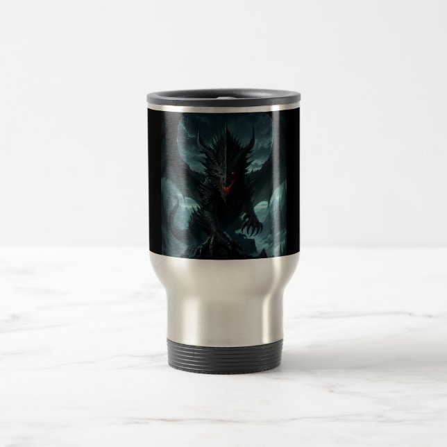 Dark, Mediaeval Dragon  Travel Mug (Center)