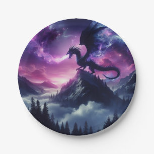 Dark, Mediaeval Ethereal Dragon Paper Plate