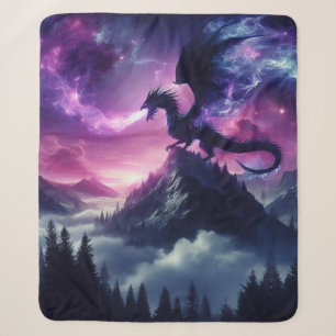 Dark, Mediaeval Ethereal Dragon Sherpa Blanket