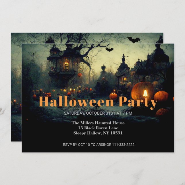 Dark Mediaeval Halloween Party Invitation (Front/Back)