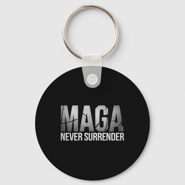 Dark Mega Trump 2024 Mega Never Surrender  Key Ring (Front)