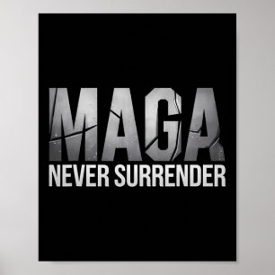 Dark Mega Trump 2024 Mega Never Surrender Poster