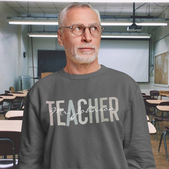 Dark Men's Retro Teacher Appreciation Custom Name Sweatshirt (Creator Uploaded)