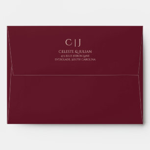 Dark Merlot Wine Wedding Envelope