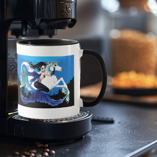 Dark Mermaid Fairy Unicorn Sea Horse Blue Fantasy Mug