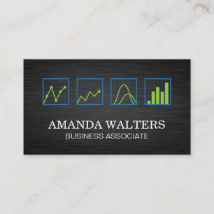 Dark Metallic Background   Charts and Graphs Business Card