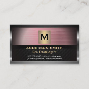 Dark Metallic Frame Pink Red Metallic Background Business Card