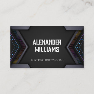 Dark Metallic Modern Geometric Business Card