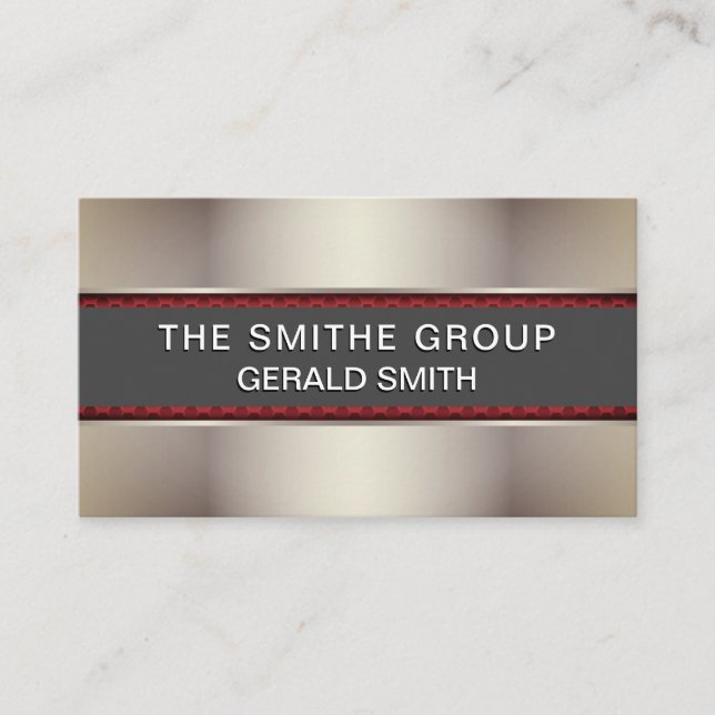 Dark Metallic Silver Grey Banner Business Card (Front)