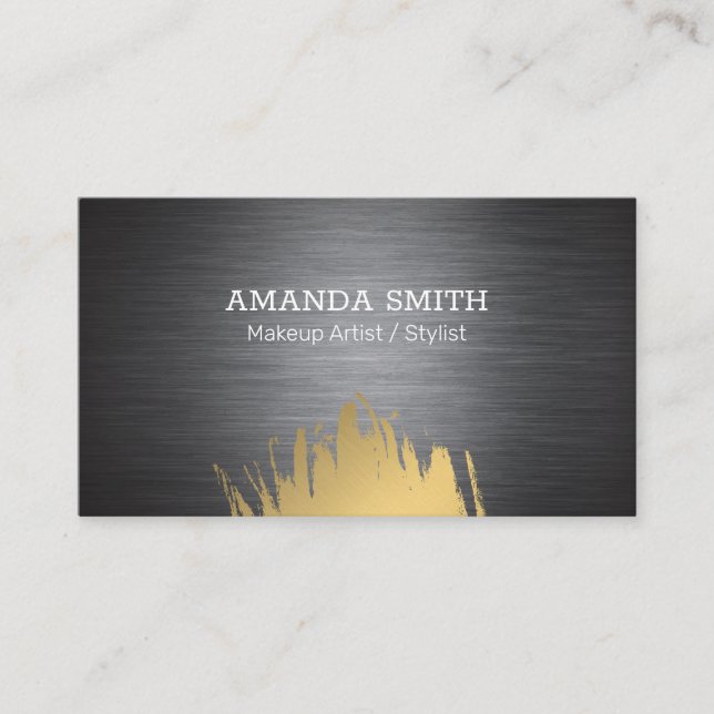 Dark Metallic Texture | Gold Brushed Business Card (Front)