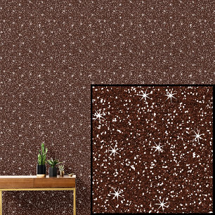 Dark Mid Brown Sparkle Stars Wallpaper