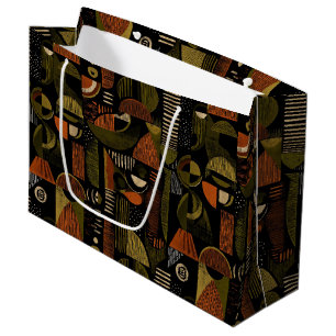 Dark Mid Century Geometric Pattern (1) Large Gift Bag