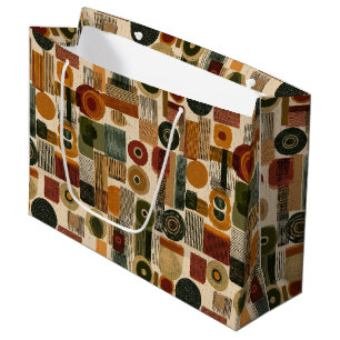 Dark Mid Century Geometric Pattern (2) Large Gift Bag