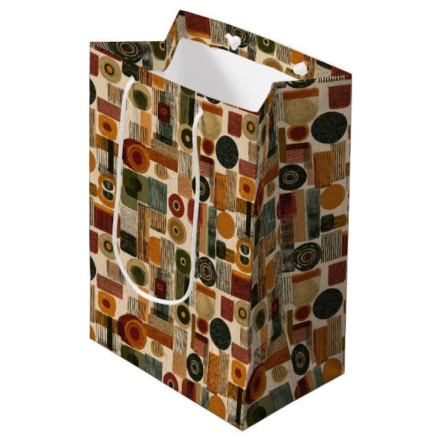Dark Mid Century Geometric Pattern (2) Medium Gift Bag (Front Angled)