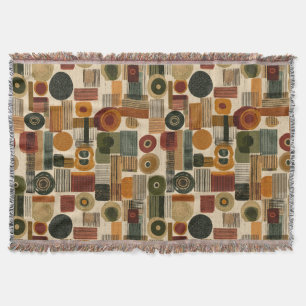Dark Mid Century Geometric Pattern (2) Throw Blanket