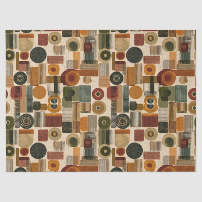 Dark Mid Century Geometric Pattern (2) Tissue Paper (Front)