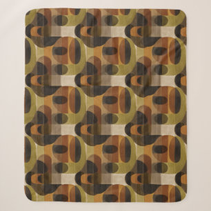 Dark Mid Century Geometric Pattern (3) Sherpa Blanket