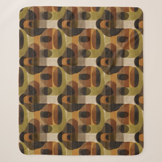 Dark Mid Century Geometric Pattern (3) Sherpa Blanket (Front)