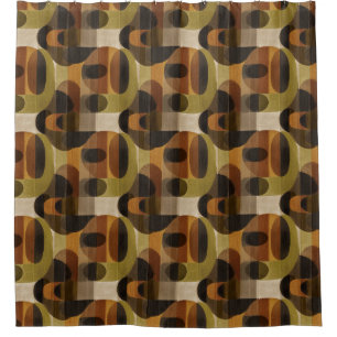 Dark Mid Century Geometric Pattern (3) Shower Curtain