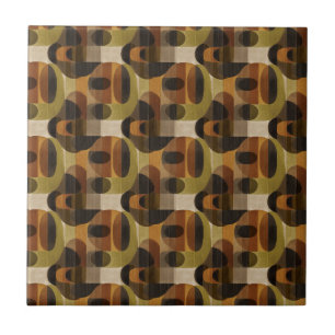 Dark Mid Century Geometric Pattern (3) Tile