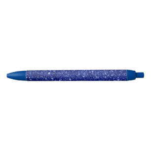 Dark Midnight Blue Glitter Black Ink Pen