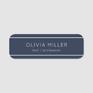Dark Midnight Blue Minimalist Name Tag