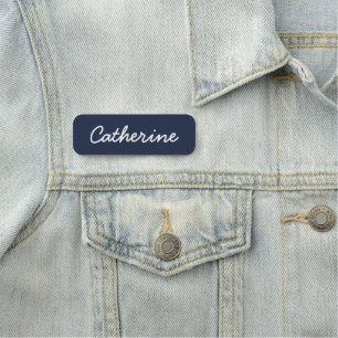 Dark Midnight Blue Simple Cute Name Tag