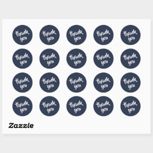 Dark Midnight Blue Thank You Classic Round Sticker