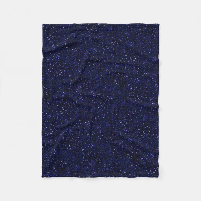 Dark Midnight Indigo Blue Glitter Fleece Blanket (Front)