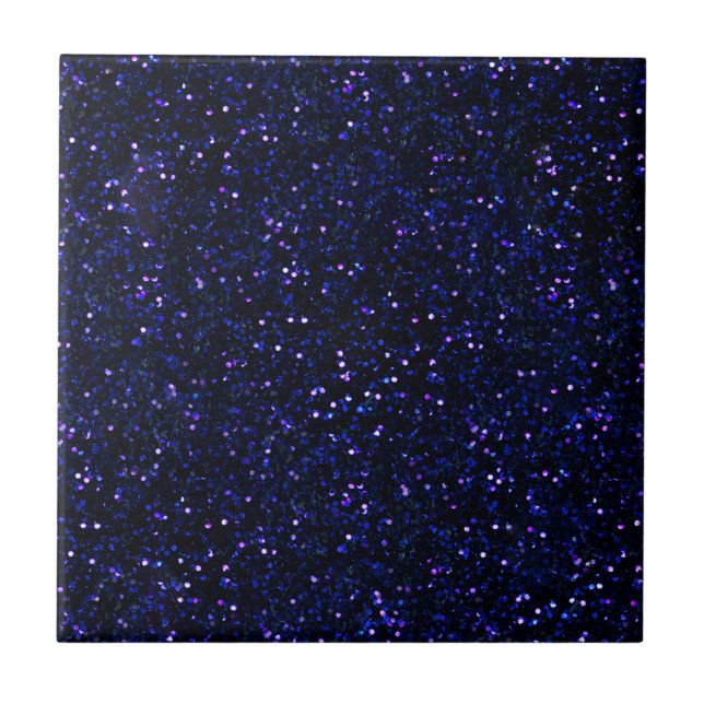 Dark Midnight Indigo Blue Glitter Tile (Front)