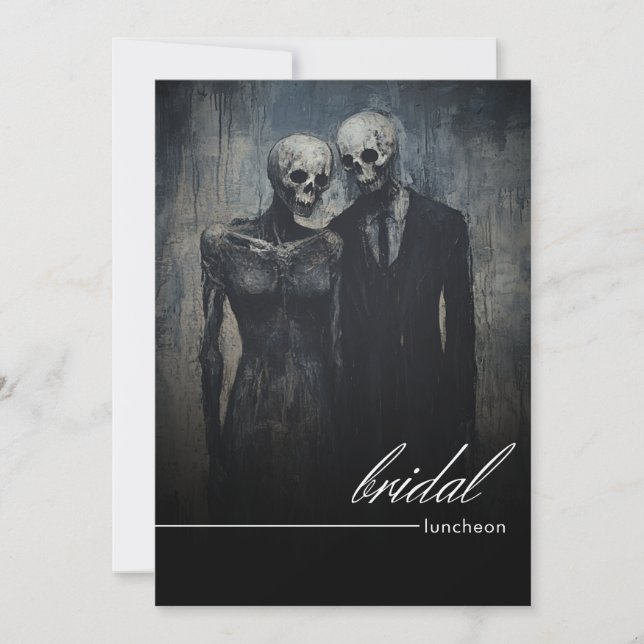 Dark Midnight Purple Floral Romance Bridal Lunch Invitation (Front)