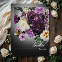 Dark Midnight Purple Floral Romance Bridal Lunch