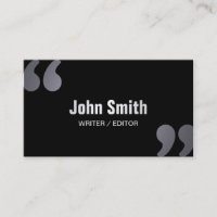 Dark Minimal Writer/Editor Business Card