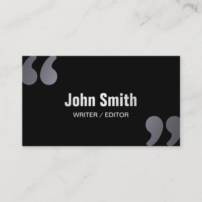 Dark Minimal Writer/Editor Business Card (Front)